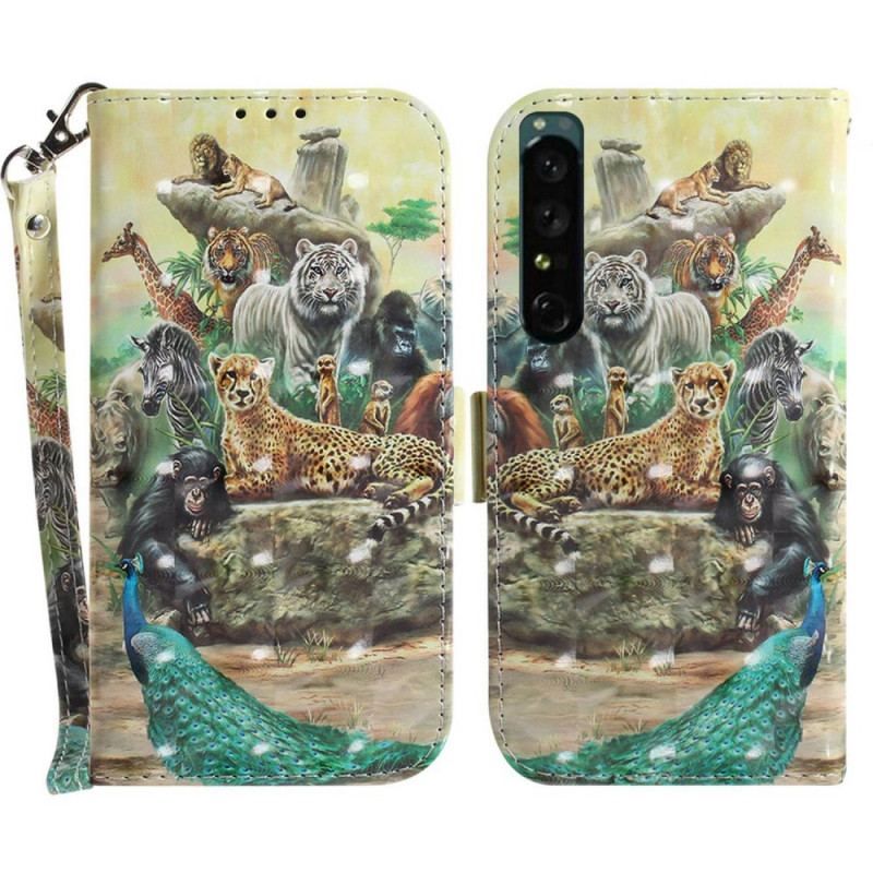 Flip Cover Sony Xperia 1 IV Med Snor Thong Safari