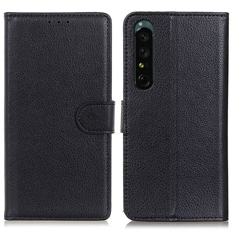 Flip Cover Sony Xperia 1 IV Traditionelt Litchi Imiteret Læder