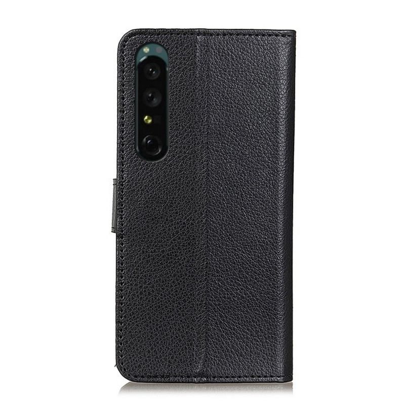 Flip Cover Sony Xperia 1 IV Traditionelt Litchi Imiteret Læder