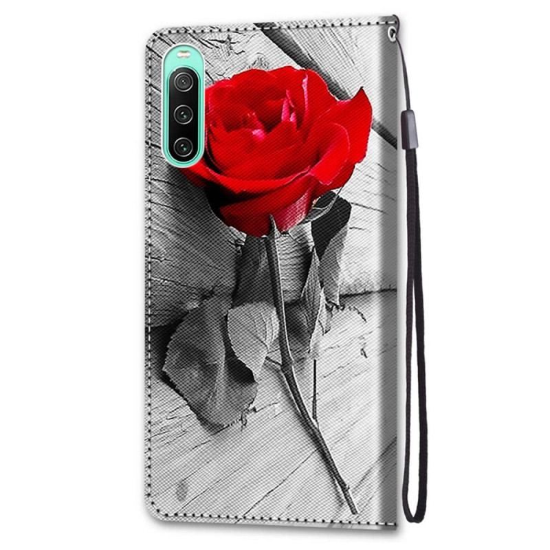 Flip Cover Sony Xperia 10 IV Blomster Med Rem