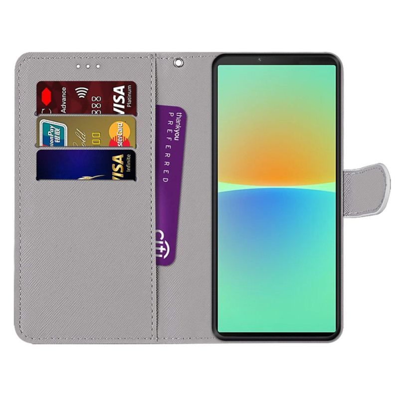 Flip Cover Sony Xperia 10 IV Grafik Med Lanyard