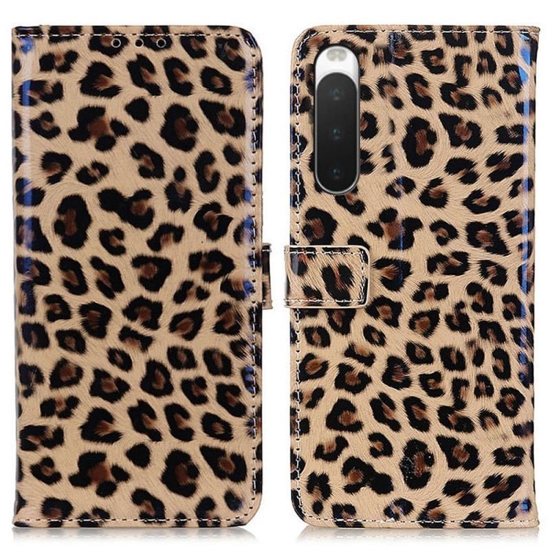 Flip Cover Sony Xperia 10 IV Leopard Hud Effekt