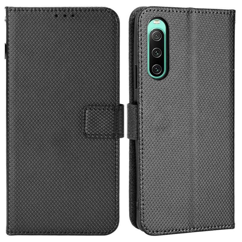 Flip Cover Sony Xperia 10 IV Med Snor Stilfuldt Strappy Imiteret Læder