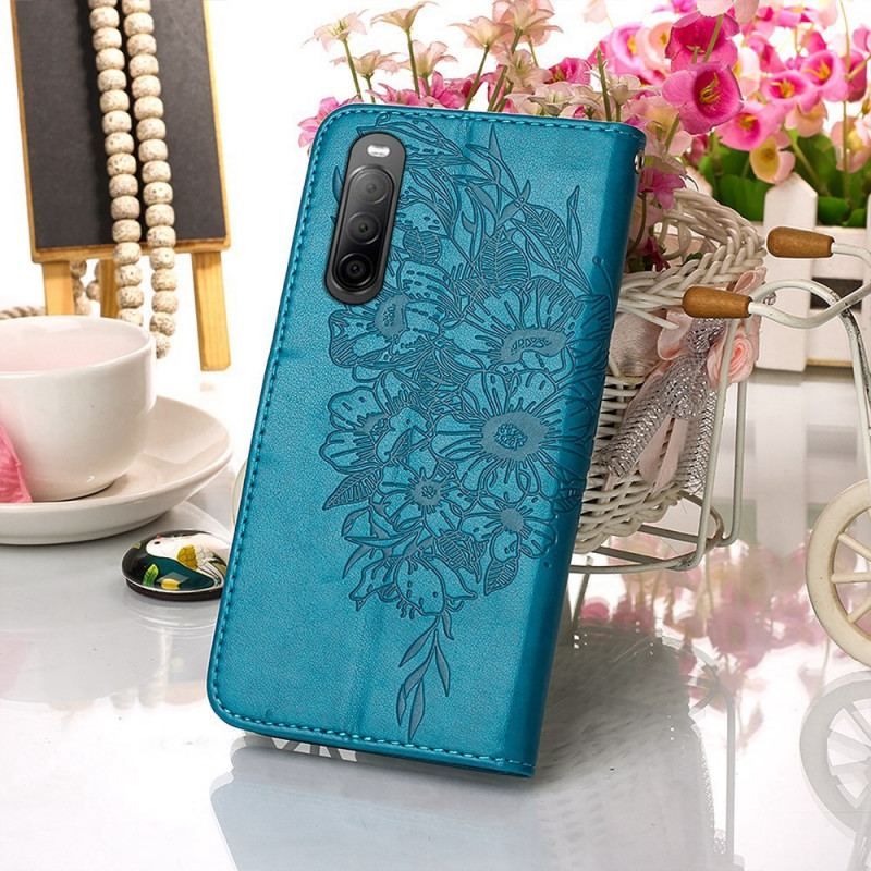 Flip Cover Sony Xperia 10 IV Sommerfugl Med Snor