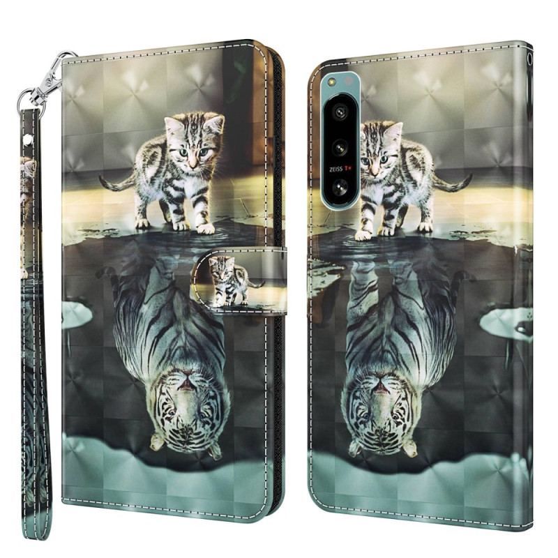 Flip Cover Sony Xperia 5 IV Med Snor Strappy Kitten Dream