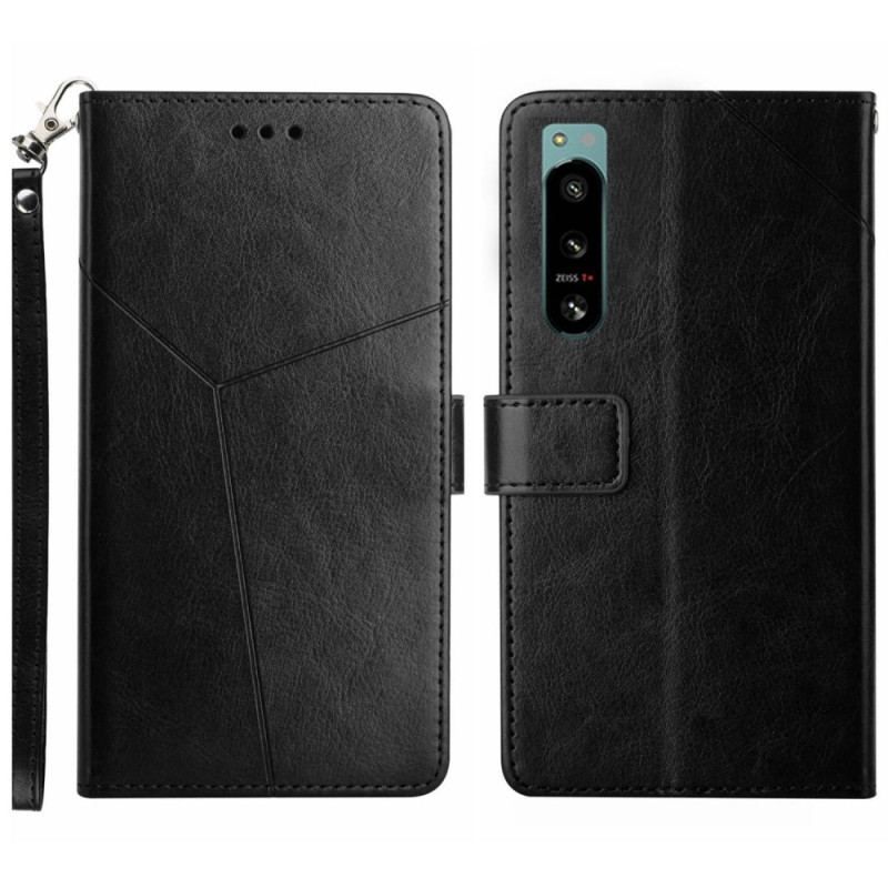 Flip Cover Sony Xperia 5 IV Med Snor Strappy Y-mønster