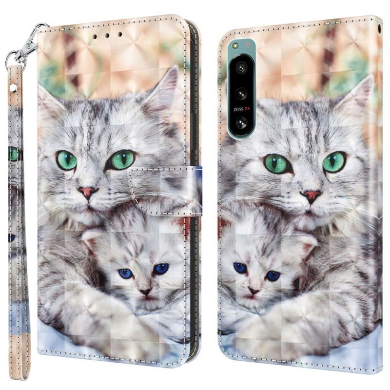 Flip Cover Sony Xperia 5 IV Med Snor Thong Katte