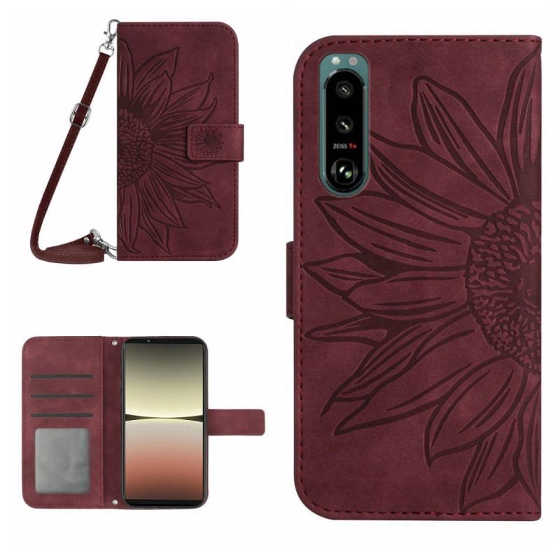 Flip Cover Sony Xperia 5 IV Solsikke Skulderrem