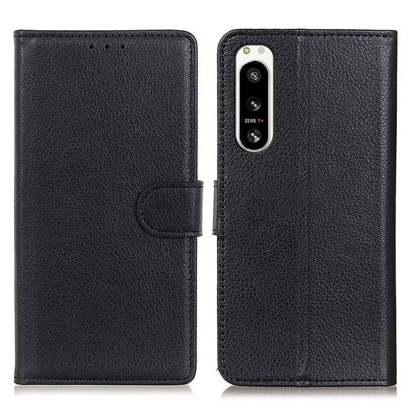 Flip Cover Sony Xperia 5 IV Traditionelt Litchi Imiteret Læder