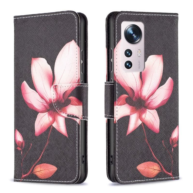 Flip Cover Xiaomi 12 / 12X Lyserød Blomst