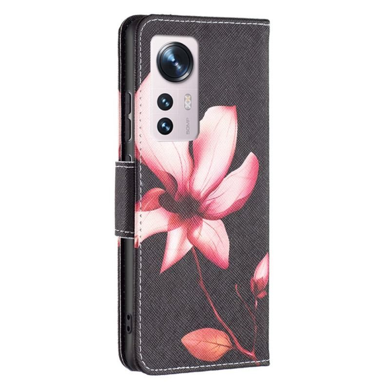 Flip Cover Xiaomi 12 / 12X Lyserød Blomst