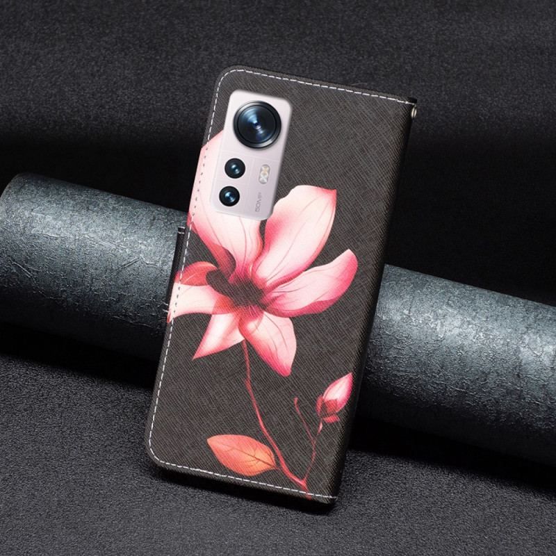 Flip Cover Xiaomi 12 / 12X Lyserød Blomst