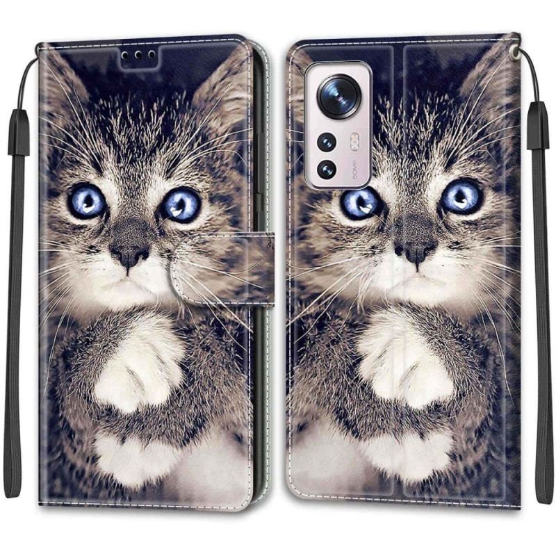 Flip Cover Xiaomi 12 / 12X Med Snor Katte Katte Thong Katte