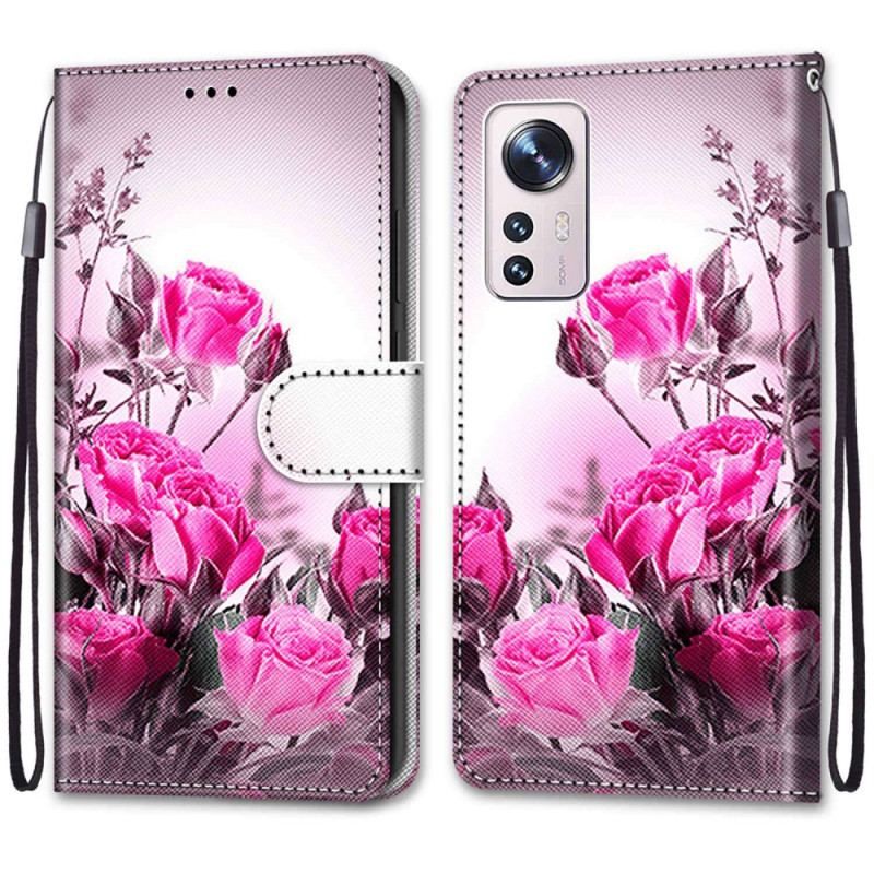 Flip Cover Xiaomi 12 / 12X Med Snor Strappy Floral