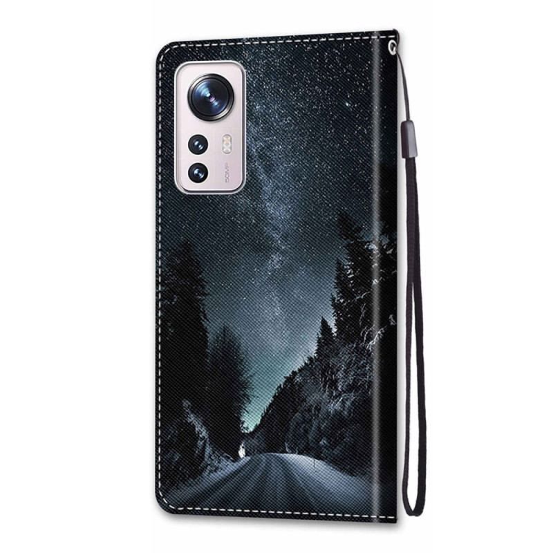 Flip Cover Xiaomi 12 / 12X Med Snor Strappy Sky