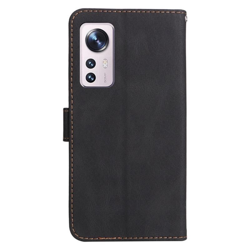 Flip Cover Xiaomi 12 / 12X Med Snor Trefarvet Rem