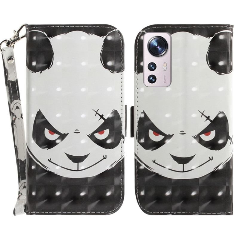 Flip Cover Xiaomi 12 / 12X Med Snor Vred Panda Med Snor