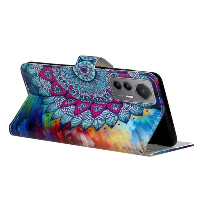 Flip Cover Xiaomi 12 Lite Med Snor Farverig Strappy Mandala