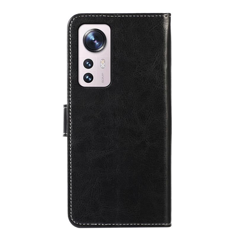 Flip Cover Xiaomi 12 Pro Couture Lædereffekt