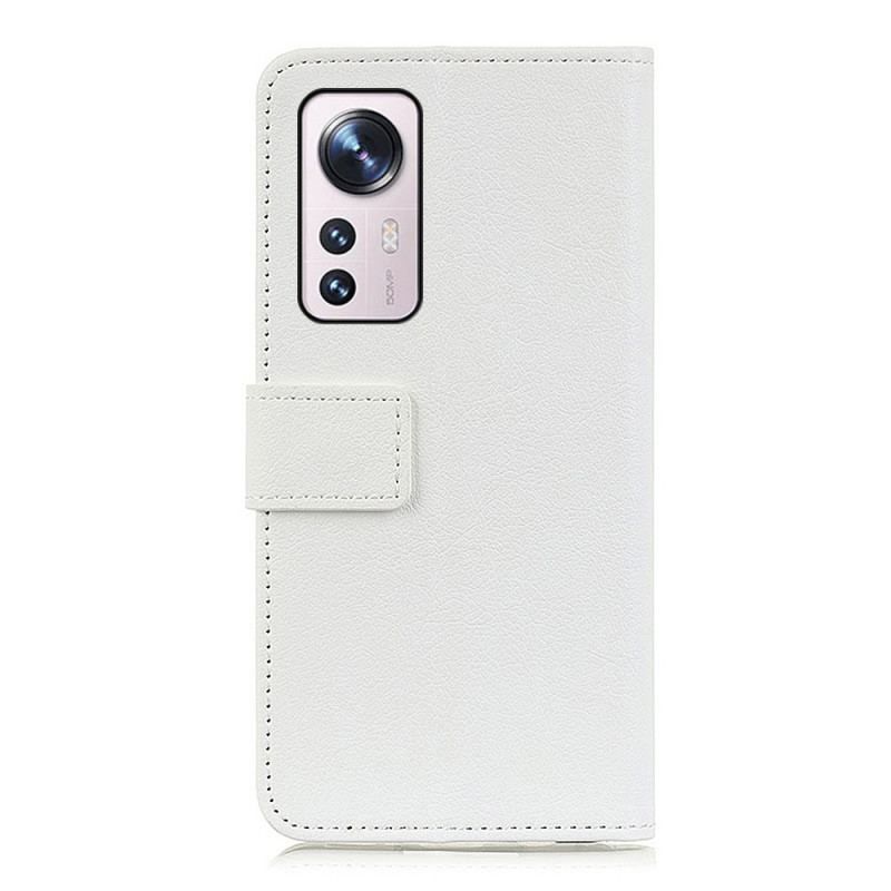 Flip Cover Xiaomi 12 Pro Enkel Skinnende Lædereffekt