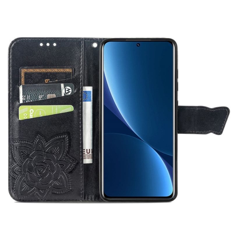 Flip Cover Xiaomi 12 Pro Halv Sommerfugl