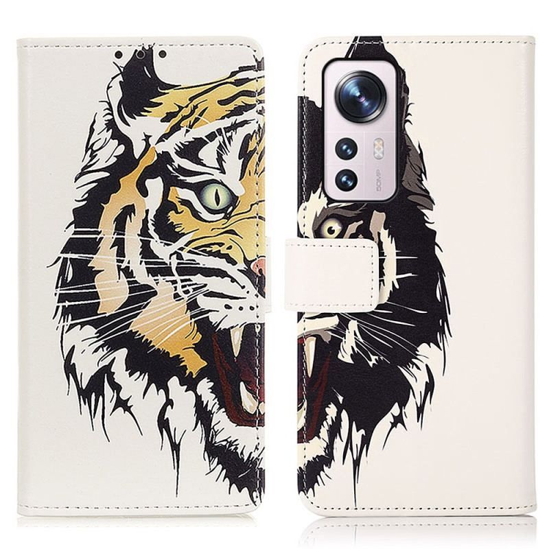 Flip Cover Xiaomi 12 Pro Hård Tiger