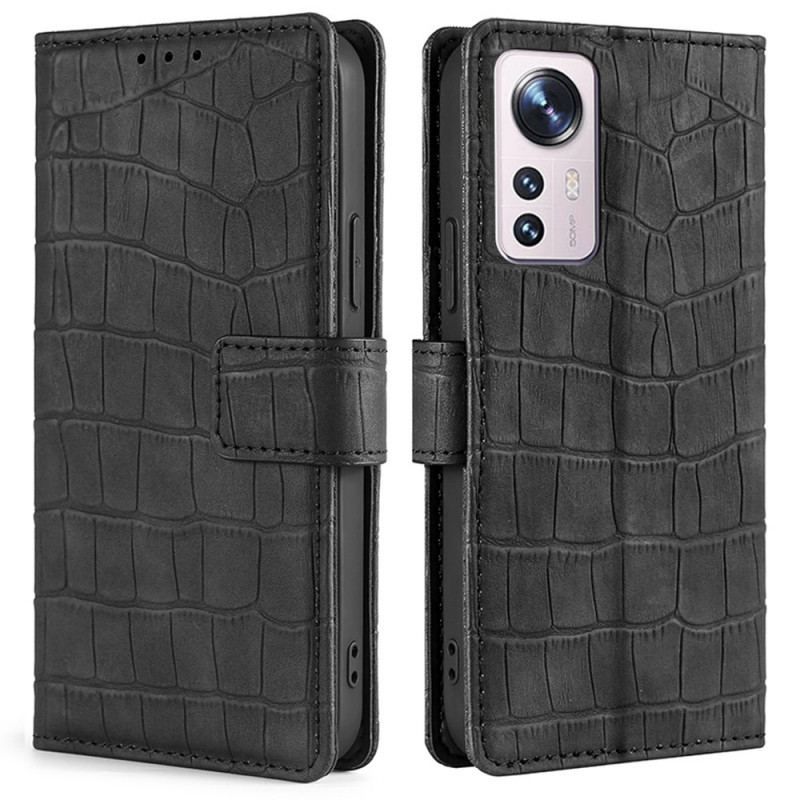 Flip Cover Xiaomi 12 Pro Skin-touch Krokodille