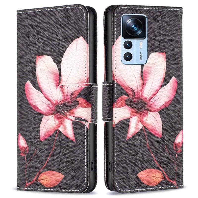 Flip Cover Xiaomi 12T / 12T Pro Lyserød Blomst