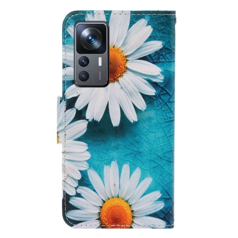 Flip Cover Xiaomi 12T / 12T Pro Med Snor Strappy Daisy