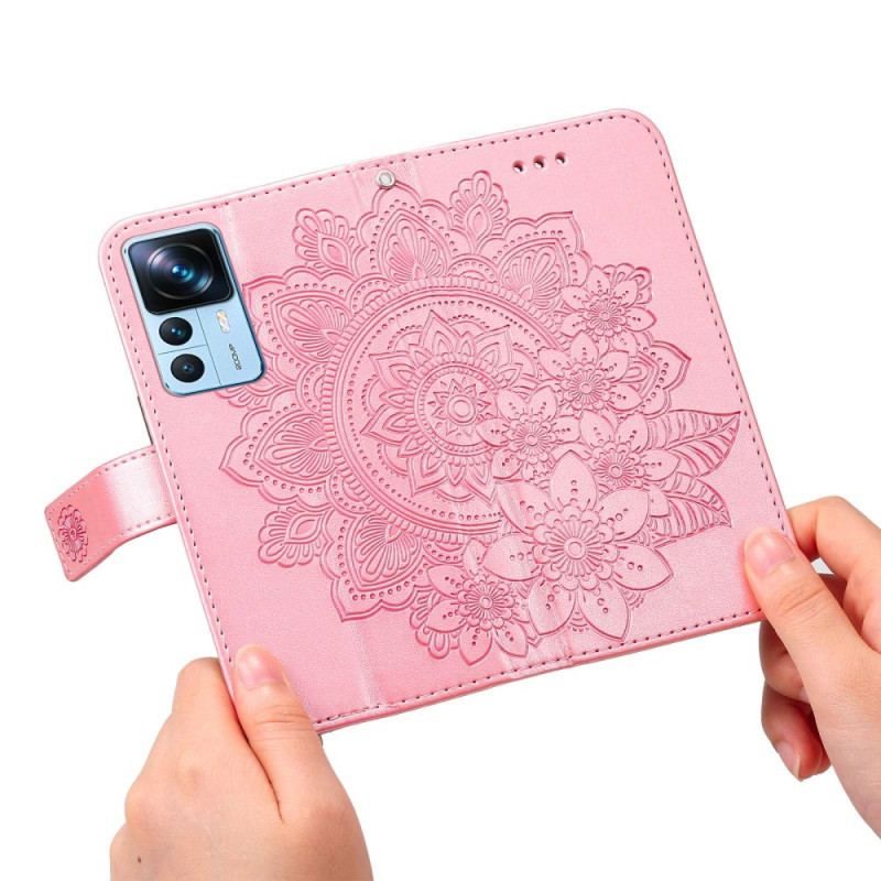 Flip Cover Xiaomi 12T / 12T Pro Med Snor Strappy Mandala