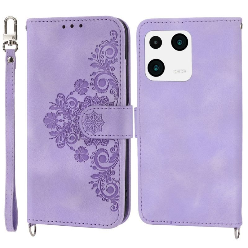 Flip Cover Xiaomi 13 Blondeblomster Med Rem Og Skulderrem