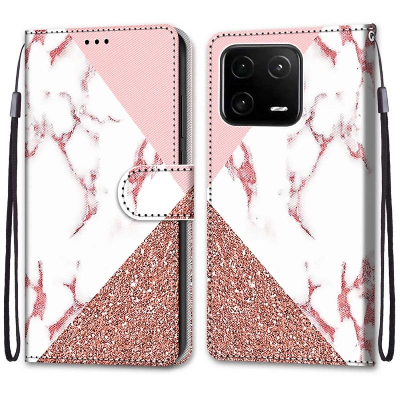 Flip Cover Xiaomi 13 Pro Marmor Og Glitter Trekant