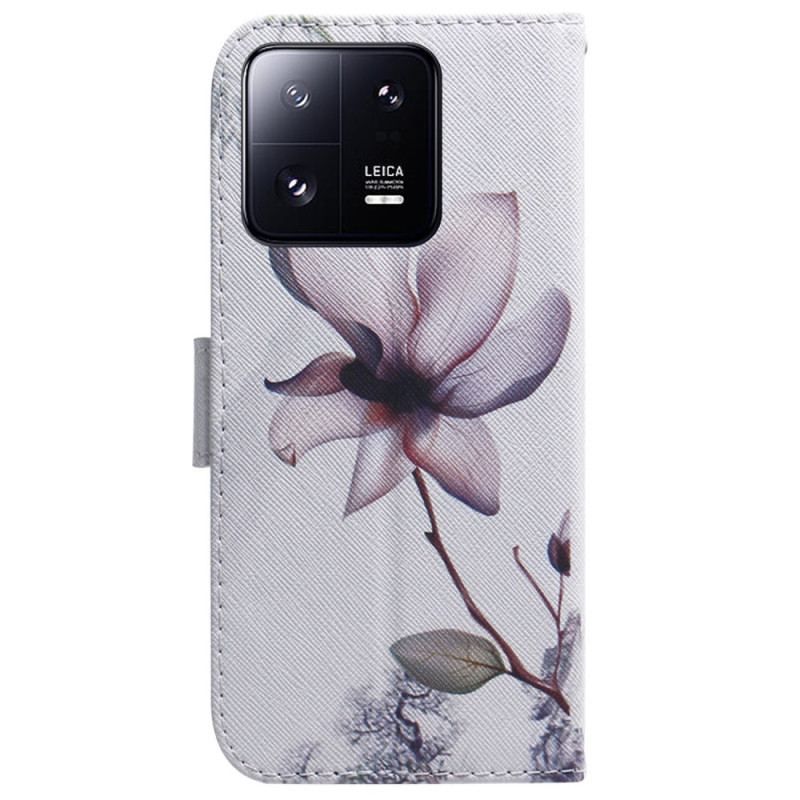 Flip Cover Xiaomi 13 Pro Med Snor Strappy Rose Flower