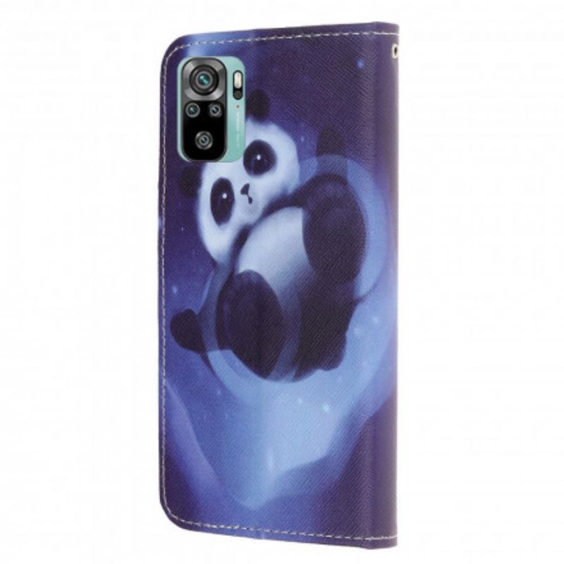 Flip Cover Xiaomi Redmi Note 10 / 10S Med Snor Panda Space Med Snor