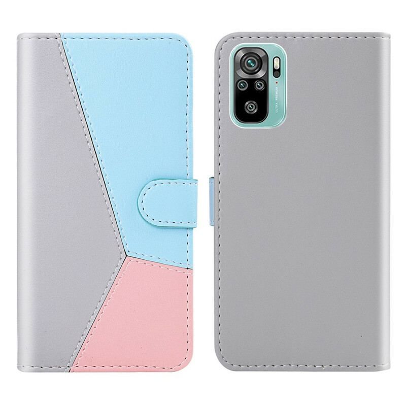 Flip Cover Xiaomi Redmi Note 10 / 10S Trefarvet Lædereffekt