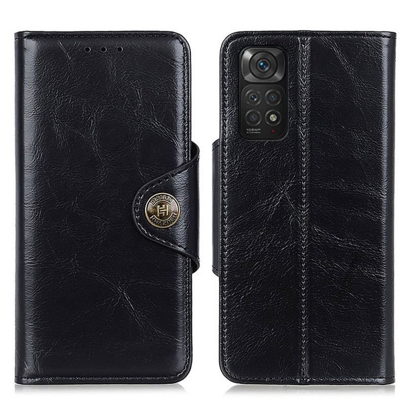 Flip Cover Xiaomi Redmi Note 11 / 11S Skinnende Imiteret Læder Knap