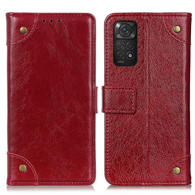 Flip Cover Xiaomi Redmi Note 11 / 11S Style Nappa Læder Vintage Nitter