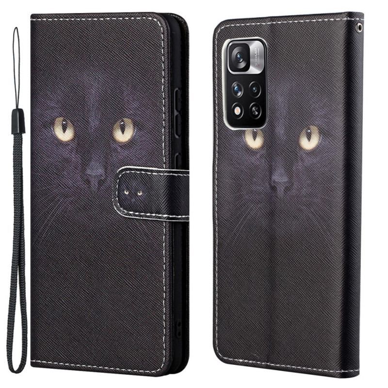 Flip Cover Xiaomi Redmi Note 11 Pro / 11 Pro 5G Med Snor Strappy Black Cat Eyes