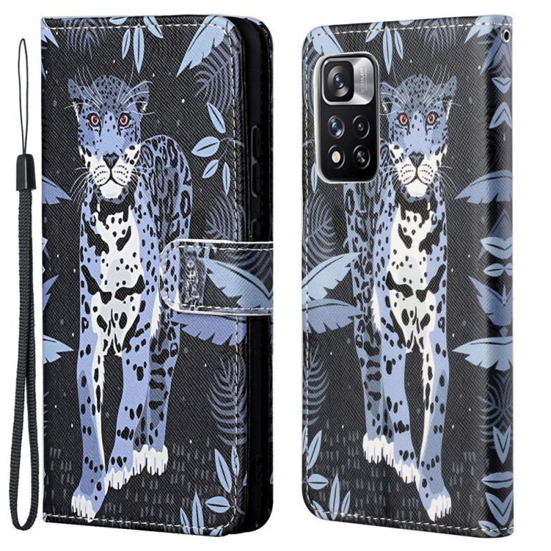 Flip Cover Xiaomi Redmi Note 11 Pro / 11 Pro 5G Med Snor Strappy Leopard