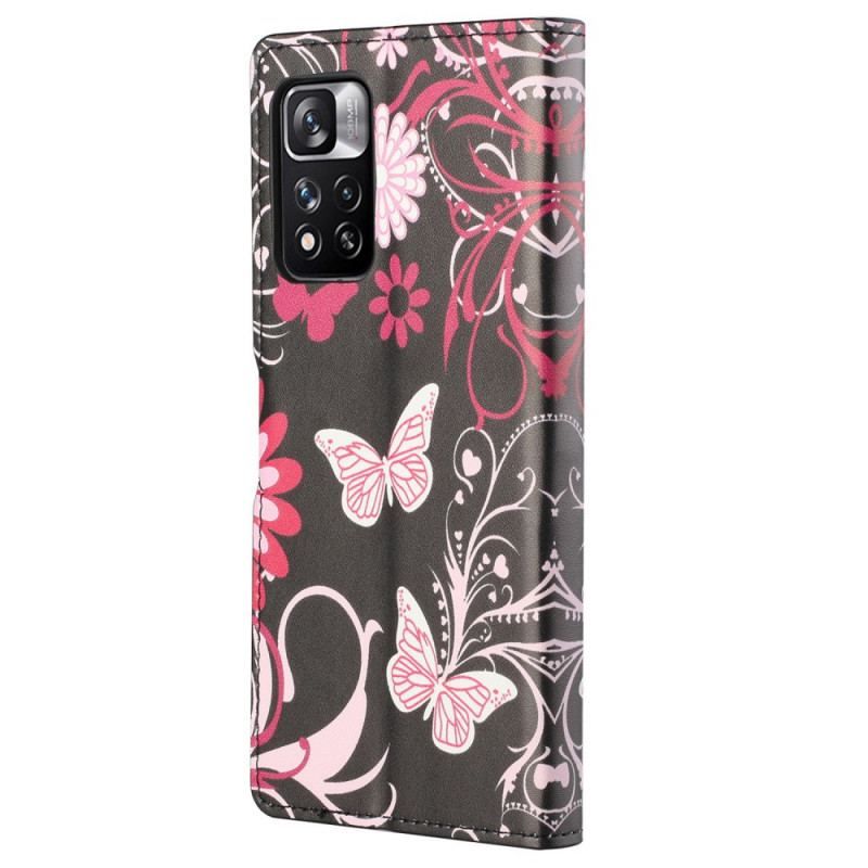 Flip Cover Xiaomi Redmi Note 11 Pro / 11 Pro 5G Sommerfugle Og Blomster