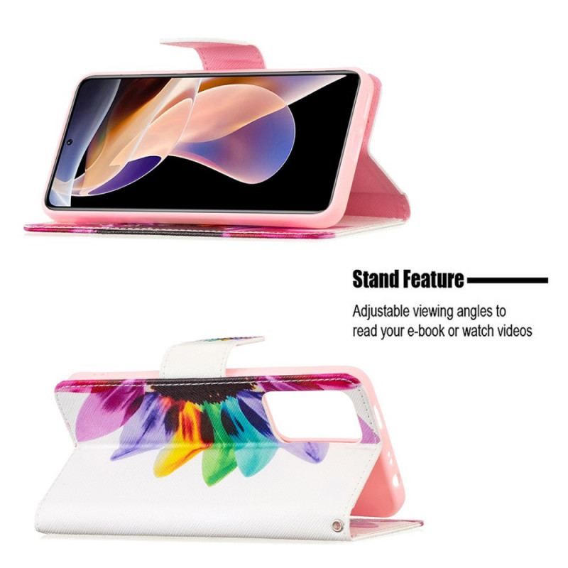 Flip Cover Xiaomi Redmi Note 11 Pro Plus 5G Akvarel Blomst