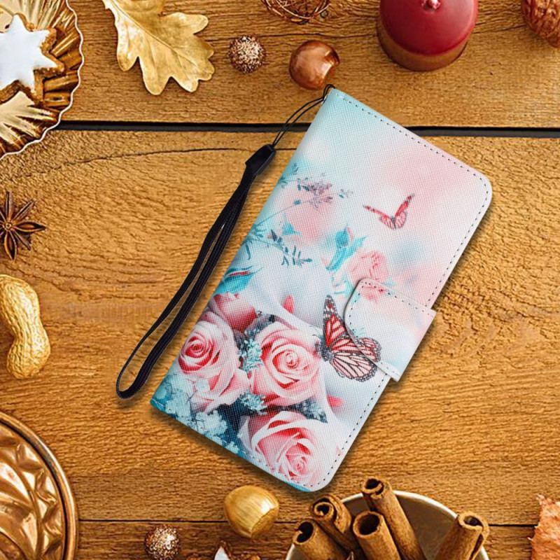 Flip Cover Xiaomi Redmi Note 11 Pro Plus 5G Buket Af Blomster Og Sommerfugle