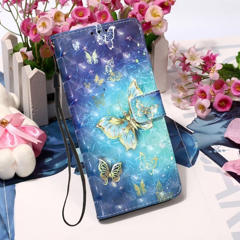 Flip Cover Xiaomi Redmi Note 11 Pro Plus 5G Gyldne Sommerfugle