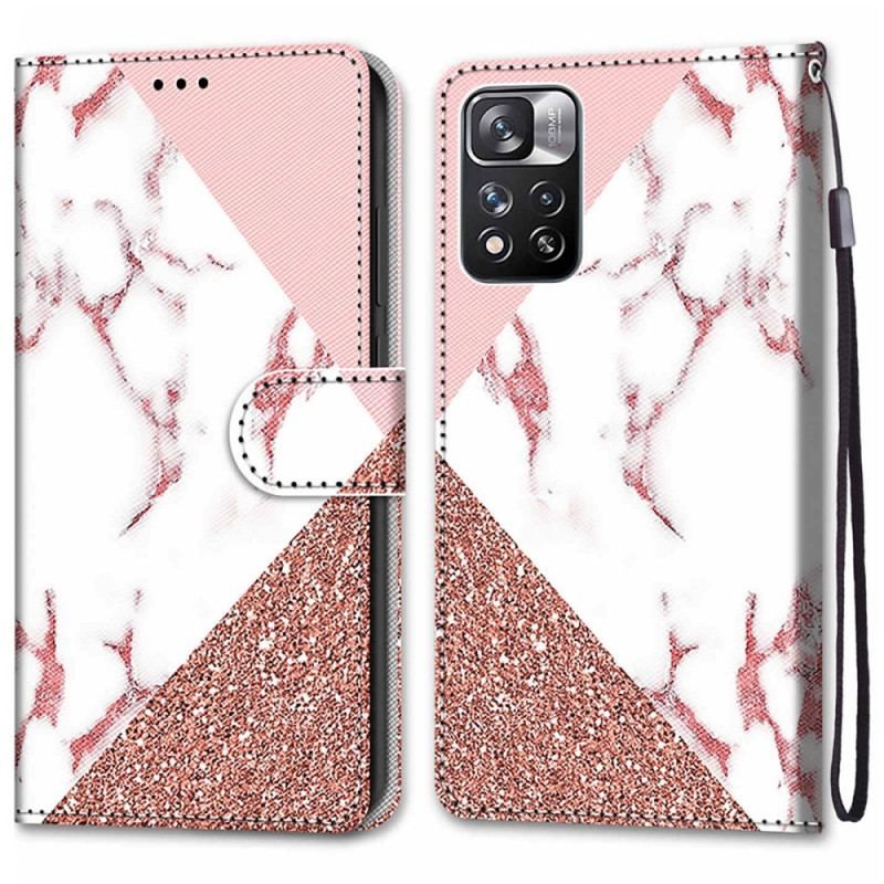 Flip Cover Xiaomi Redmi Note 11 Pro Plus 5G Marmor Og Glitter Trekant