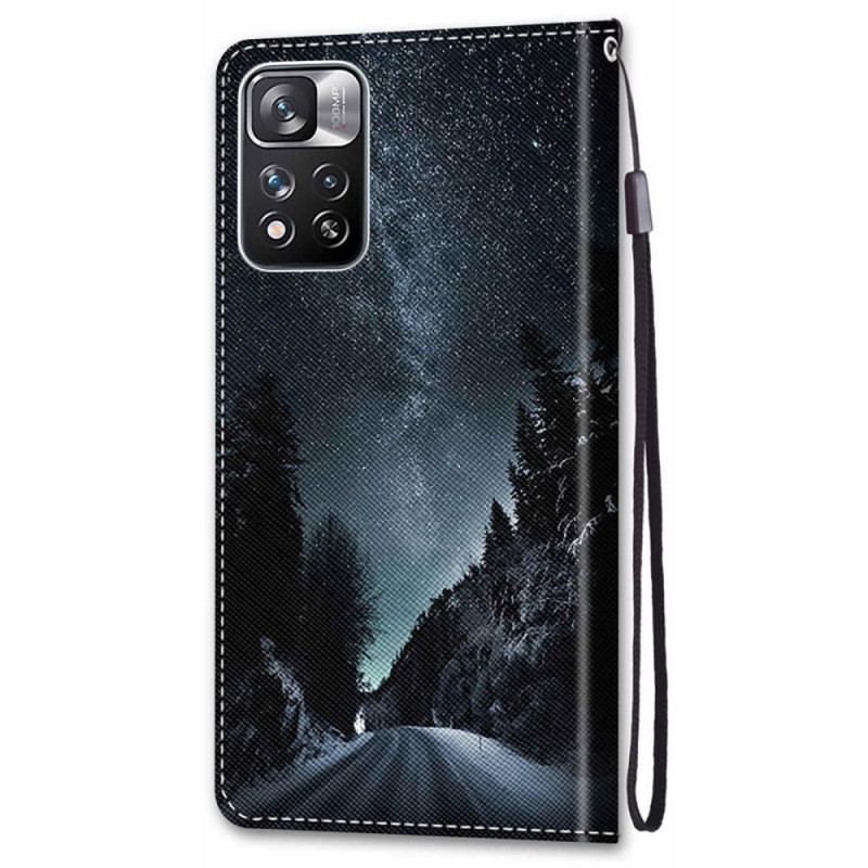 Flip Cover Xiaomi Redmi Note 11 Pro Plus 5G Med Snor Lanyard Landskab