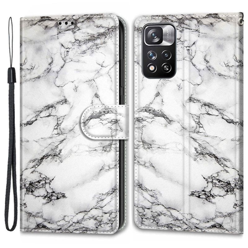 Flip Cover Xiaomi Redmi Note 11 Pro Plus 5G Med Snor Strappy Marble Elegance