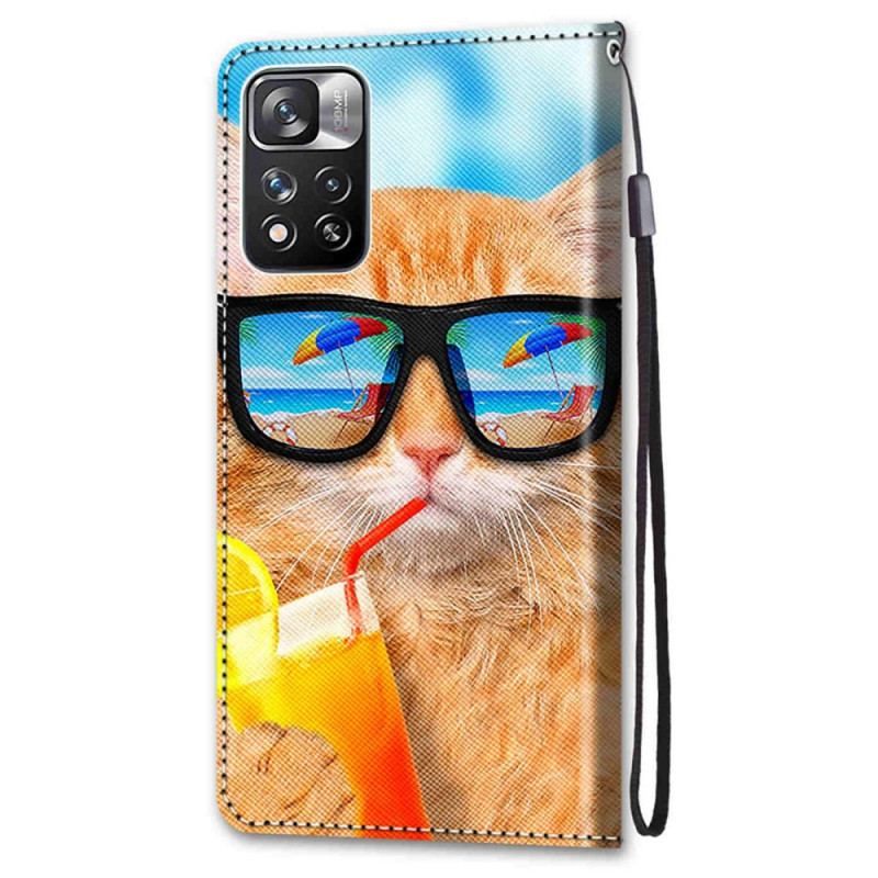 Flip Cover Xiaomi Redmi Note 11 Pro Plus 5G Med Snor Strappy Star Cat