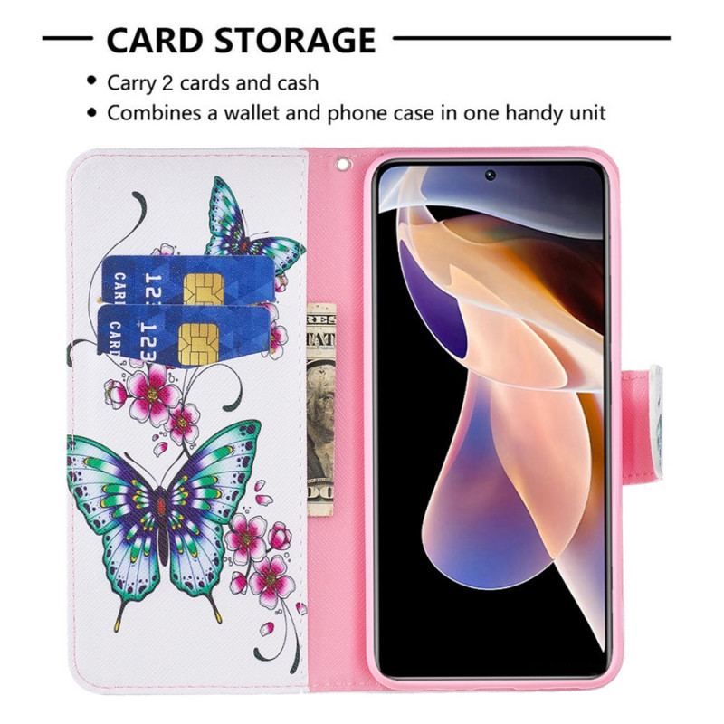 Flip Cover Xiaomi Redmi Note 11 Pro Plus 5G Stil Sommerfugle