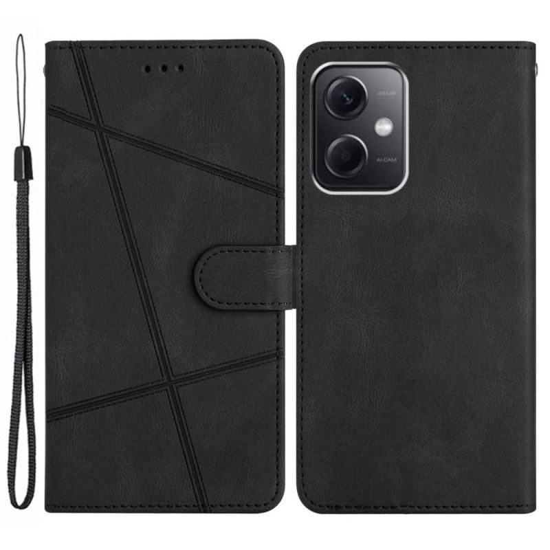 Flip Cover Xiaomi Redmi Note 12 4G Med Snor Strappy Geometrisk