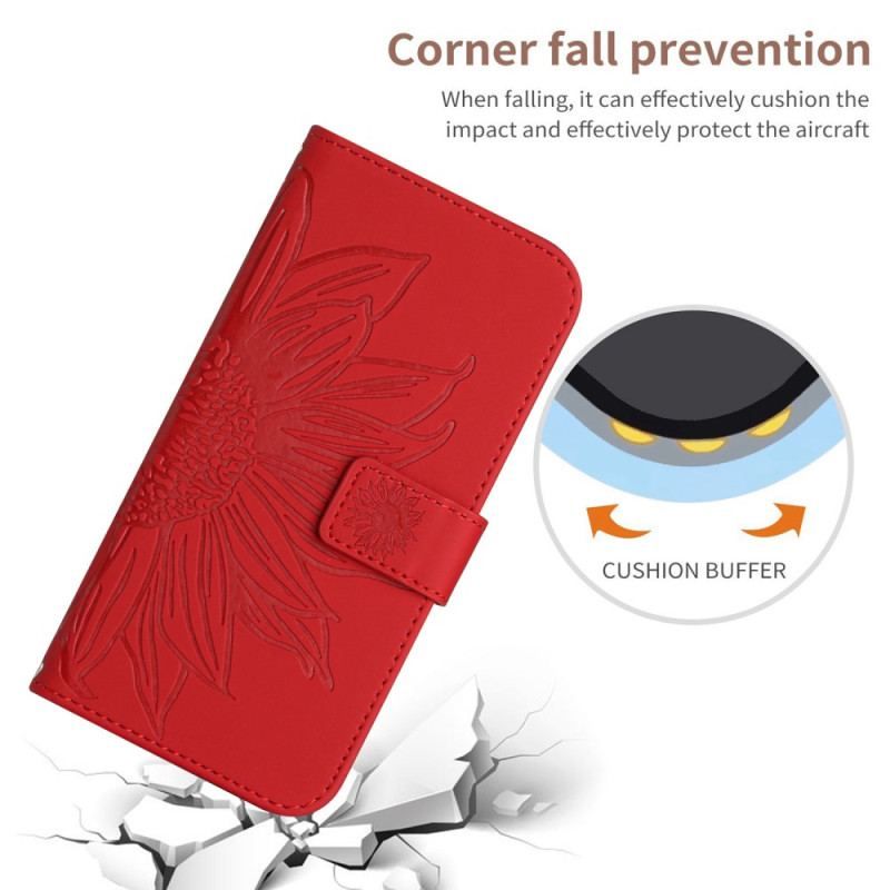 Flip Cover Xiaomi Redmi Note 12 4G Solsikke Skulderrem